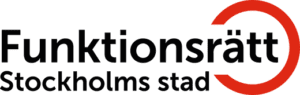 Funktionsrätts Stockholms stads logotyp. 