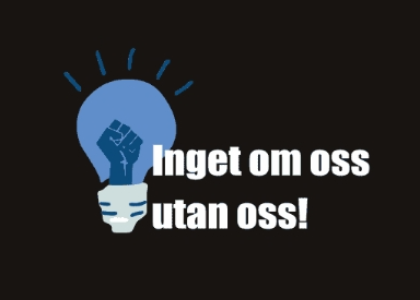 Framsidan av boken. Svart bakgrund, vit text och blå symbol. Beskuren.